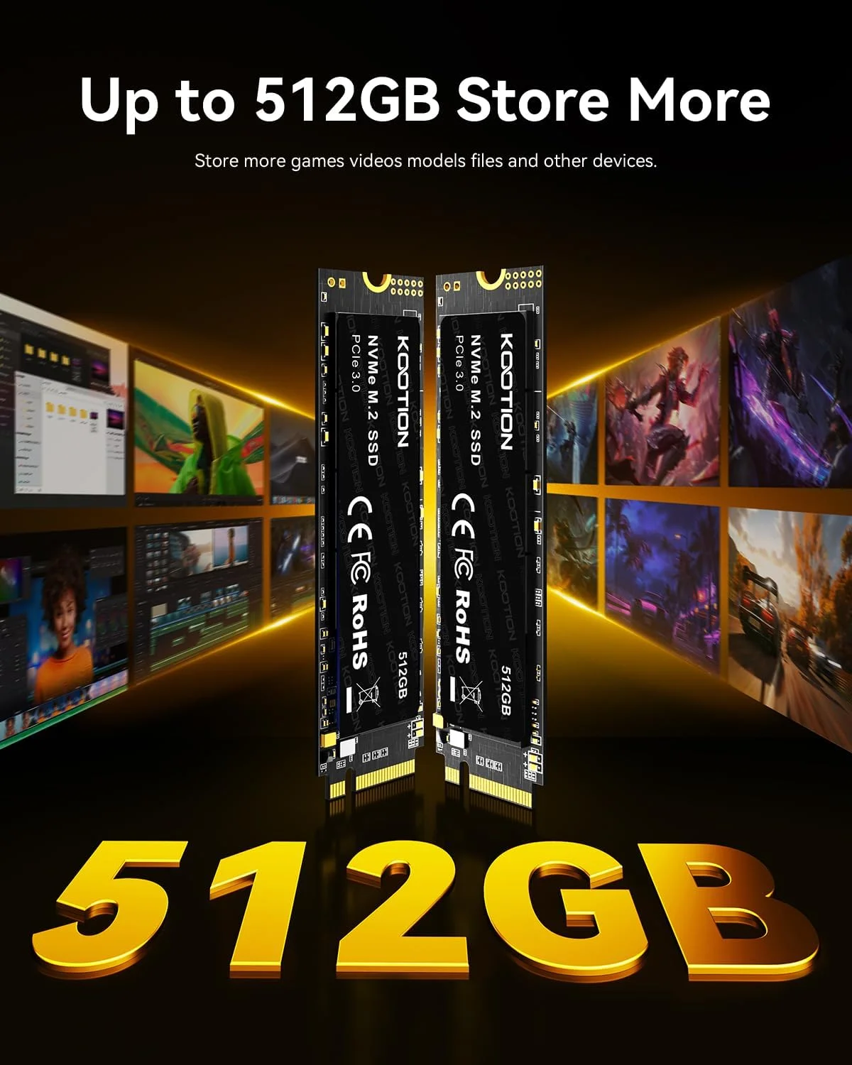 درایو حالت جامد داخلی 512 گیگابایتی KOOTION PCIe 3.0 M.2 PCle 3.0x4 SSD NVMe M.2 2280، سرعت خواندن تا 3500 مگابایت بر ثانیه، حرارت کمتر، فضای ذخیره سازی بزرگ، هارد درایو حالت جامد داخلی M.2 برای کامپیوتر