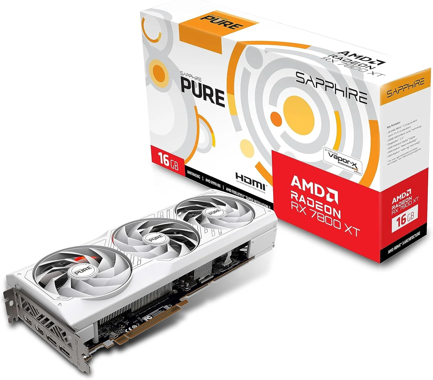 کارت گرافیک گیمینگ سافایر مدل PURE AMD Radeon RX 7800 XT با 16 گیگابایت حافظه GDDR6 و معماری AMD RDNA 3