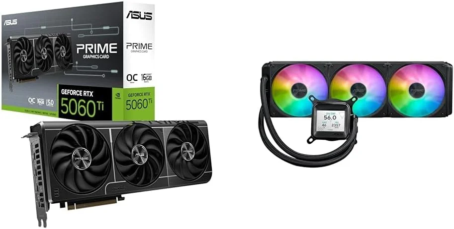 بسته کارت گرافیک ایسوس Prime GeForce RTX™ 5060 Ti 16GB GDDR7 OC Edition به همراه خنک کننده مایع پردازنده ASUS Prime LC 360 ARGB LCD