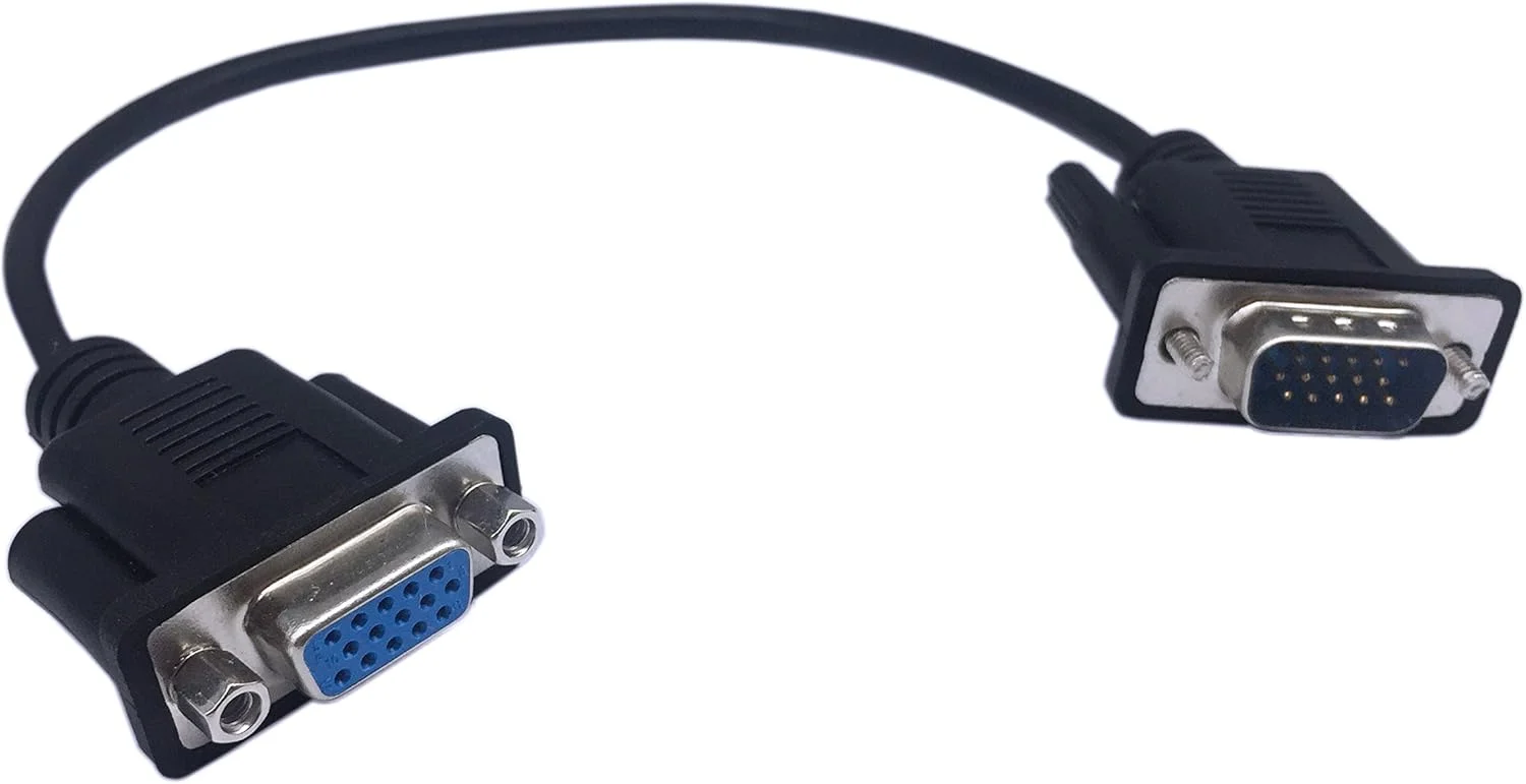 کابل افزایش طول مانیتور VGA SVGA 15 پین HD15 نر به ماده CERRXIAN به طول 30 سانتی متر، مناسب برای کامپیوتر، لپ تاپ، تلویزیون و پروژکتور (نر-ماده)