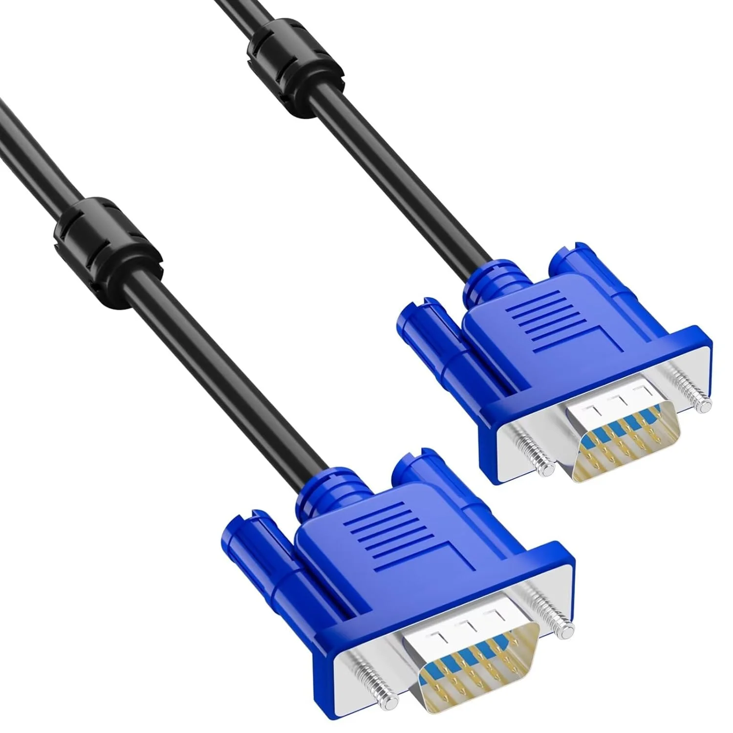 کابل مانیتور VGA با طول 1.8 متر - نر به نر، کابل ویدیو برای اتصال کامپیوتر/لپ تاپ به پروژکتور (پلاگ VGA)، مناسب برای دفتر/خانه، آبی