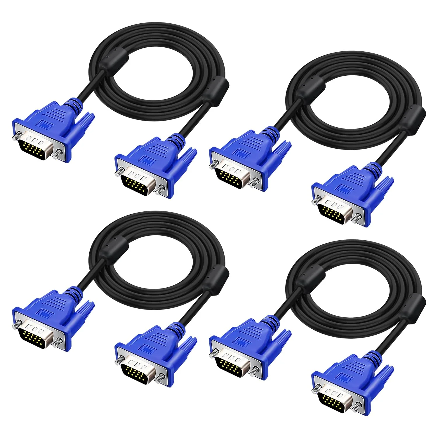 کابل VGA نر به نر HD15 به طول 1.5 متر با کانکتور آبی رنگ (4 عدد)