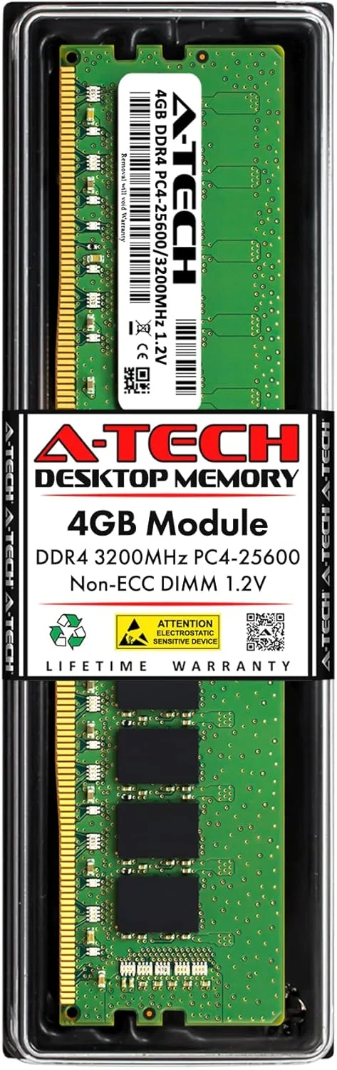 رم 4 گیگابایتی A-Tech برای دسکتاپ باریک HP S01-pF2130st | DDR4 3200MHz PC4-25600 DIMM 1.2V 288-Pin Non-ECC UDIMM ارتقاء حافظه