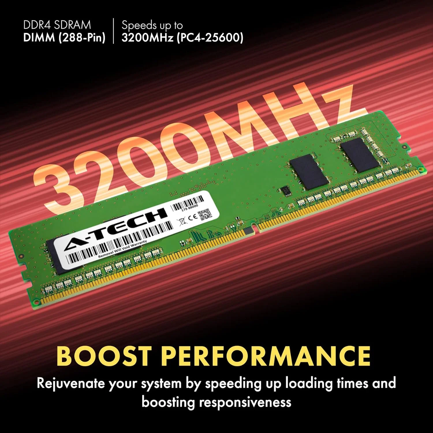 رم 4 گیگابایتی A-Tech برای دسکتاپ باریک HP S01-pF2130st | DDR4 3200MHz PC4-25600 DIMM 1.2V 288-Pin Non-ECC UDIMM ارتقاء حافظه