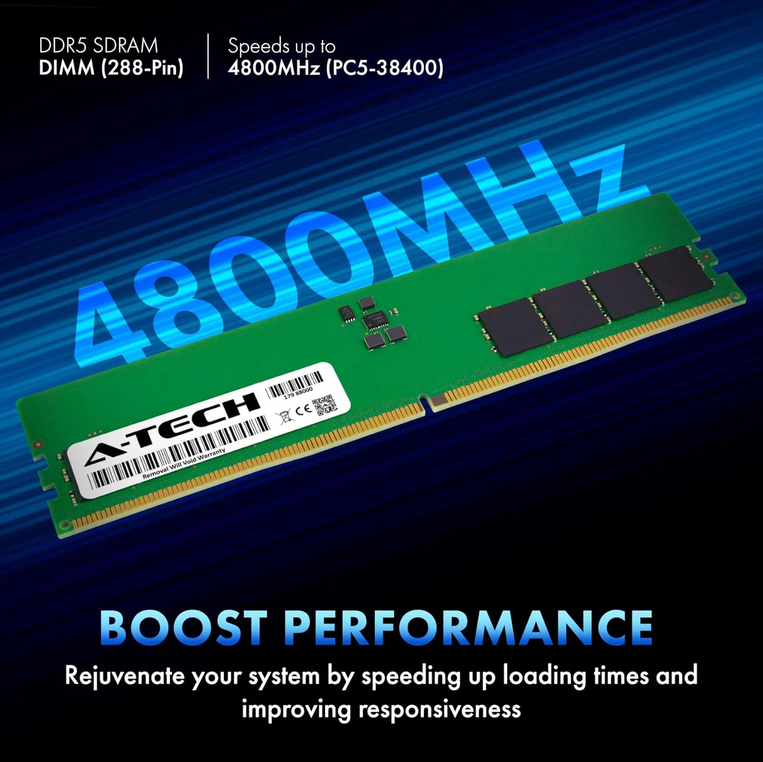 رم ۸ گیگابایتی A-Tech جایگزین برای Crucial CT8G48C40U5 | DDR5 4800MHz PC5-38400 DIMM 1Rx16 1.1V 288-Pin Non-ECC ماژول حافظه دسکتاپ (CT8G48C40U5-ATC)