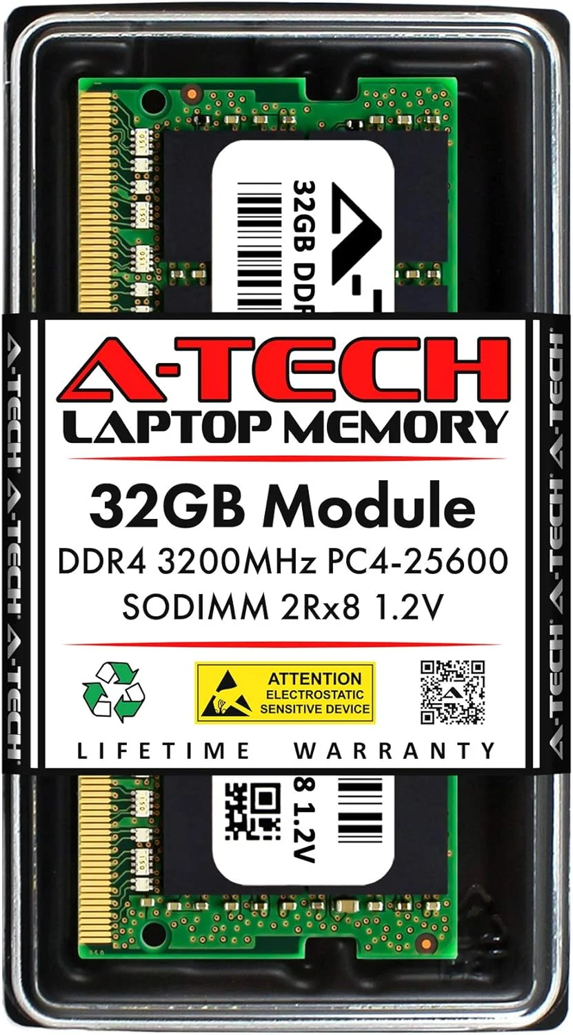 رم 32 گیگابایتی A-Tech برای لپ تاپ گیمینگ Acer Predator Helios 300 PH315-54 | DDR4 3200MHz PC4-25600 SODIMM 2Rx8 1.2V 260-Pin Non-ECC SO-DIMM