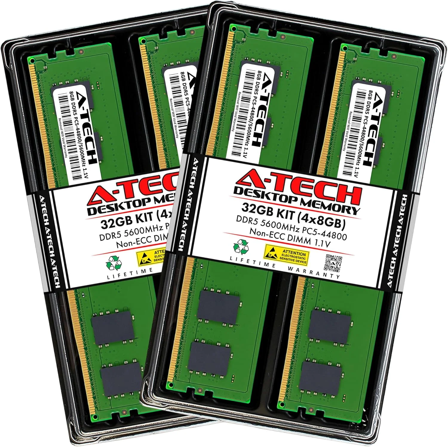 کیت ۳۲ گیگابایتی (۴x۸ گیگابایت) رم A-Tech برای مادربرد ASUS ROG Strix Z790-H Gaming WiFi | DDR5 5600MHz PC5-44800 DIMM 1.1V 288-Pin Non-ECC UDIMM ارتقاء حافظه