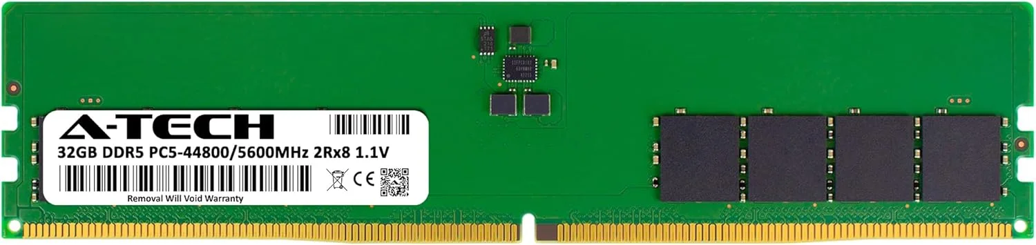 رم 32 گیگابایتی A-Tech برای مادربرد ASUS ROG Strix Z690-A, Z690-E, Z690-G, Z690-F Gaming WiFi | DDR5 5600MHz PC5-44800 DIMM 2Rx8 1.1V 288-Pin Non-ECC UDIMM ارتقاء حافظه