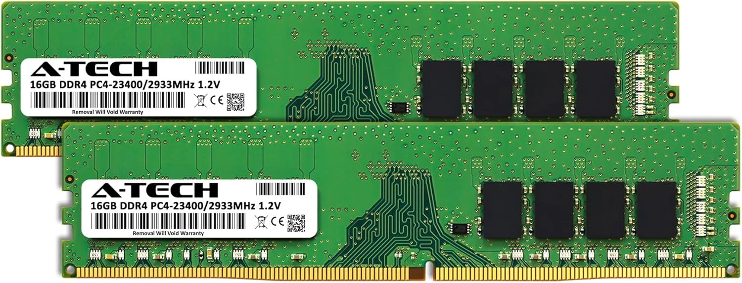 کیت ۳۲ گیگابایتی (۲x۱۶ گیگابایت) رم A-Tech برای Lenovo IdeaCentre 5 14IOB6, C5 14IMB05, G5 14IMB05 | DDR4 2933MHz PC4-23400 DIMM Non-ECC UDIMM ارتقاء حافظه