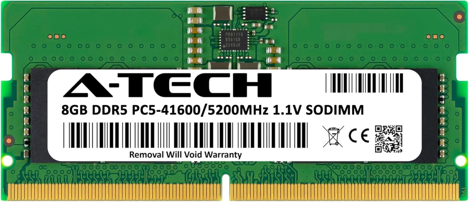 رم ۸ گیگابایتی A-Tech برای لپ تاپ های ASUS TUF Gaming F16 (2024) FX607, FX607JU, FX607JV, FX607VU | DDR5 5200MHz PC5-41600 SODIMM 1.1V 262-Pin Non-ECC SO-DIMM ارتقاء حافظه