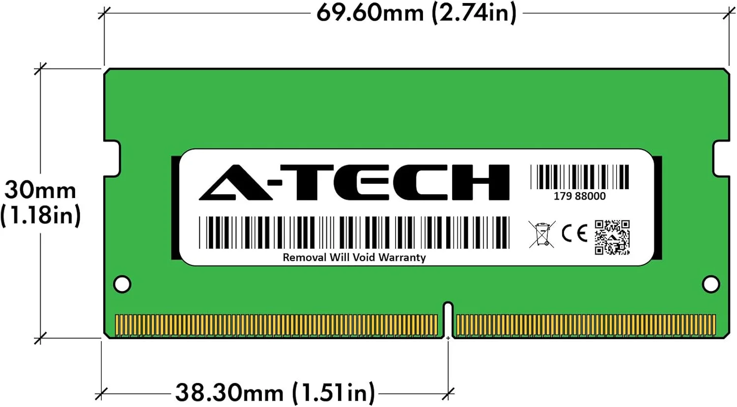 رم 8 گیگابایتی A-Tech برای لپ تاپ گیمینگ ایسوس TUF Gaming F15 (2021) FX506, FX506HC, FX506HE, FX506HM | DDR4 3200MHz PC4-25600 SODIMM 1.2V 260-Pin Non-ECC SO-DIMM
