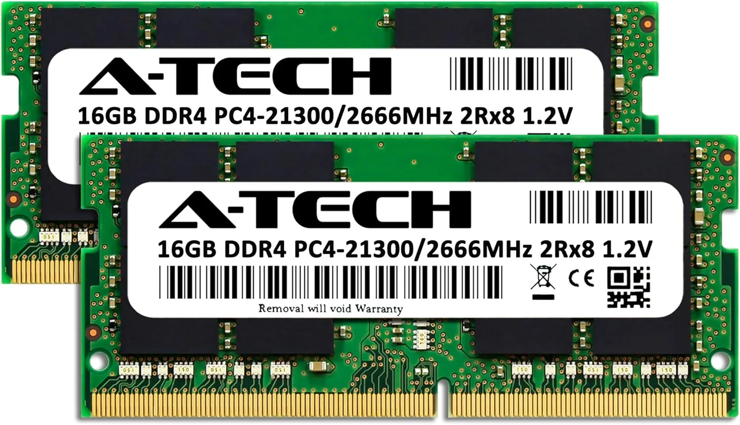 کیت 32 گیگابایتی (2x16 گیگابایتی) رم A-Tech برای لپ تاپ گیمینگ Acer Nitro 5 AN515-53-52FA | DDR4 2666MHz SODIMM PC4-21300 (PC4-2666V) ماژول های ارتقاء حافظه