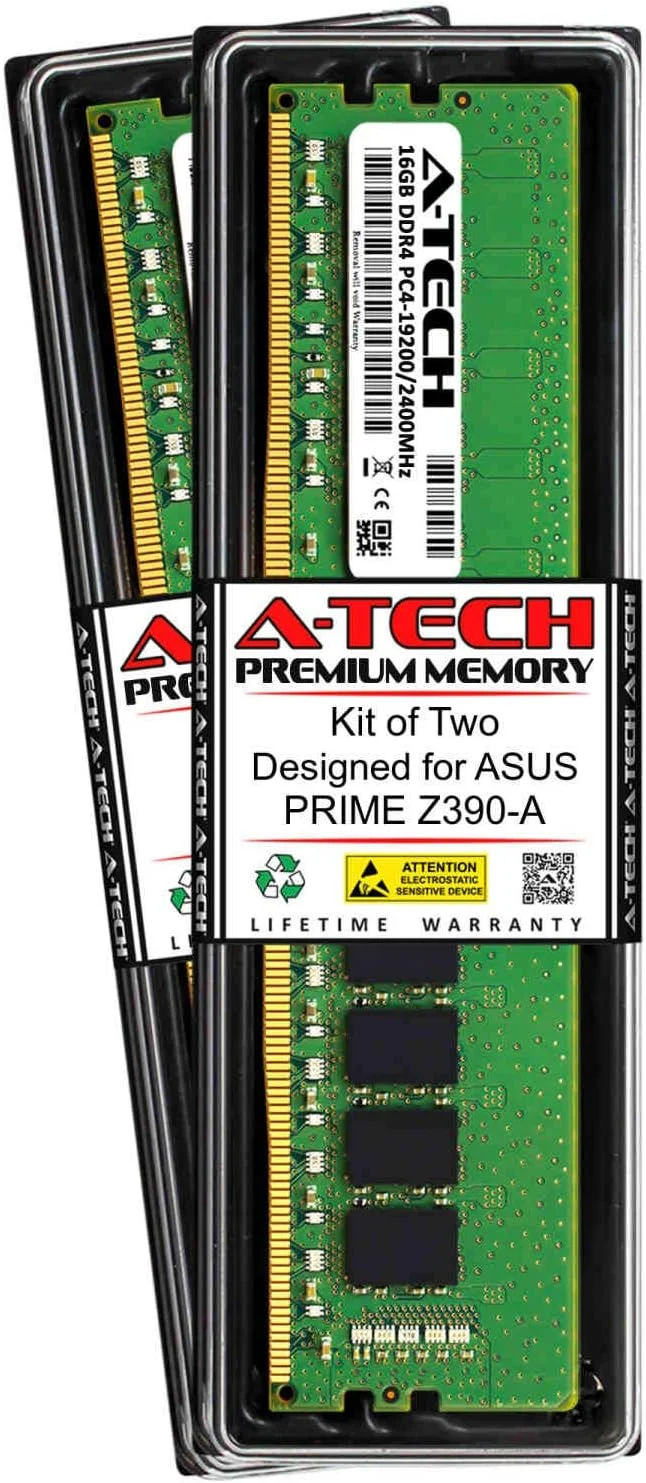 رم 32 گیگابایتی (2 عدد 16 گیگابایتی) A-Tech برای ASUS Prime Prime Z390-A | DDR4 2400MHz DIMM PC4-19200 288-Pin Non-ECC UDIMM کیت ارتقاء حافظه