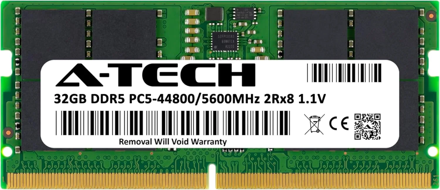 رم 32 گیگابایتی A-Tech برای لپ تاپ گیمینگ HP Victus 15-fb3025nr و 15z-fb300 | DDR5 5600MHz PC5-44800 SODIMM 2Rx8 1.1V 262-Pin Non-ECC SO-DIMM