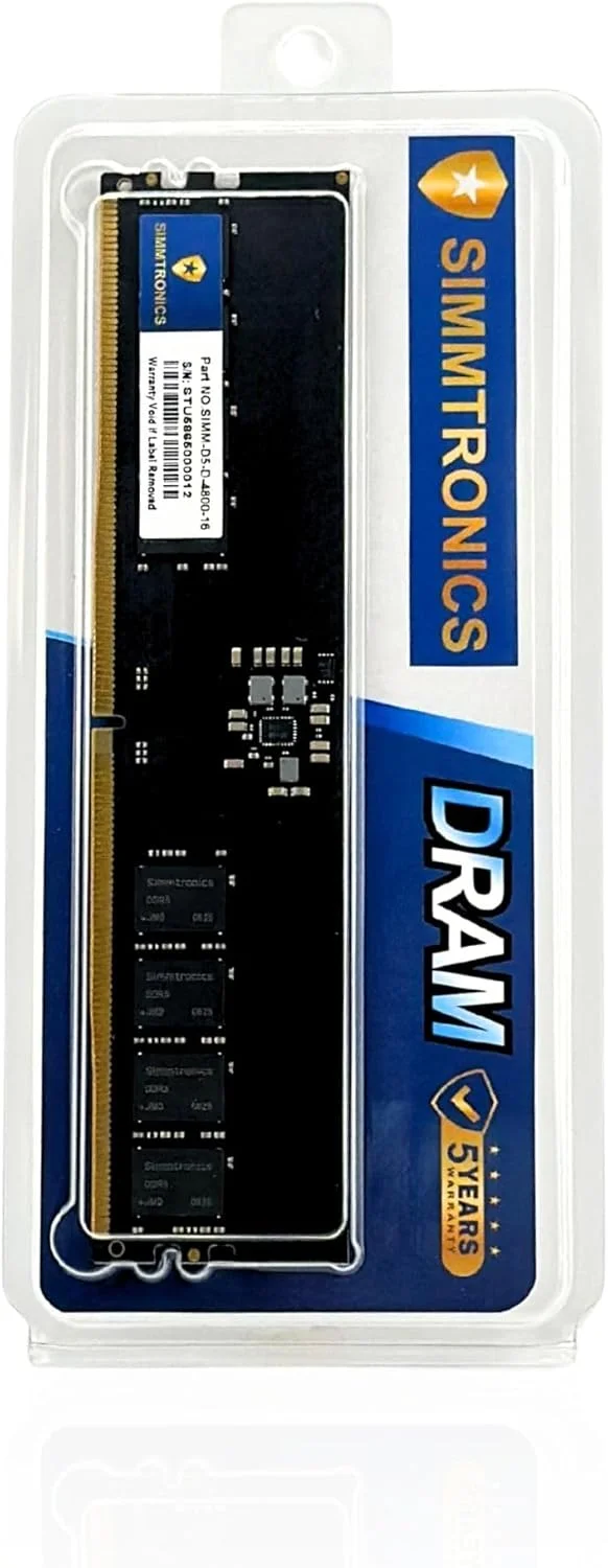 رم دسکتاپ سیمترونیکس 16 گیگابایت DDR5 4800MHz | PC5-38400 CL40 | 288-Pin UDIMM | ارتقا برای بازی و تولید محتوا | 5 سال 