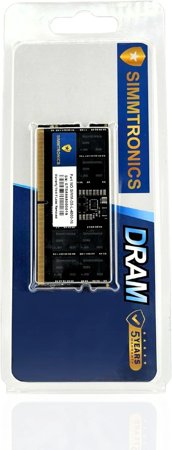 رم لپ تاپ سیمترونیکس 16 گیگابایت DDR5 با فرکانس 4800 مگاهرتز SODIMM | ماژول ارتقاء تک ردیفه 262 پین CL46 1.1 ولت | نوت بوک های گیمینگ | ایستگاه های کاری | لپ تاپ های تجاری