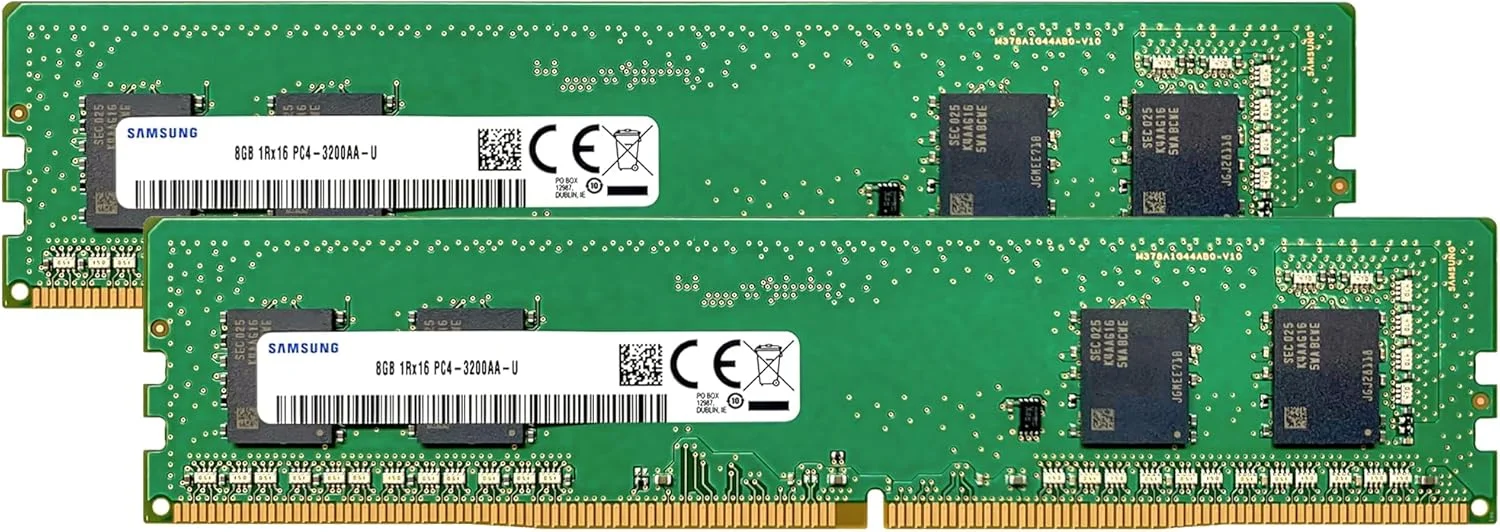 رم کامپیوتر سامسونگ 16 گیگابایت (2x8GB) DDR4 3200MHz PC4-25600 CL22 UDIMM 1Rx16 تک ردیفه 1.2 ولت Non-ECC DIMM 288-Pin