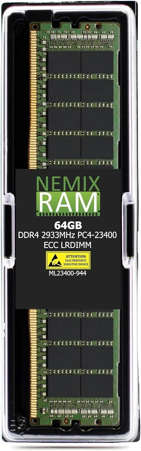 رم NEMIX با ظرفیت 64 گیگابایت (1X64GB) DDR4 2933MHZ PC4-23400 4Rx4 1.2V CL21 288-PIN ECC LRDIMM سازگار با حافظه سرور کاهش بار Samsung M386A8K40CM2-CVF
