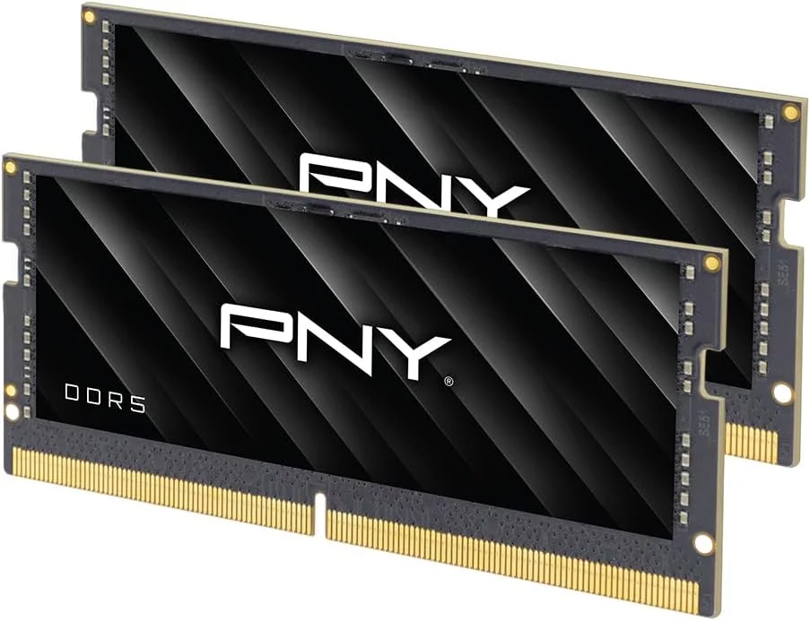 PNY Performance 64 گیگابایت (2x32 گیگابایت) DDR5 DRAM 5600 مگاهرتز (PC5-44800) – CL46-46-46-90 (سازگار با 5200 مگاهرتز، 4800 مگاهرتز)، 1.1 ولت، 262 پین Non-ECC – کیت حافظه کامپیوتر نوت بوک/لپ تاپ (SODIMM) – MN64GK2D55600-TB