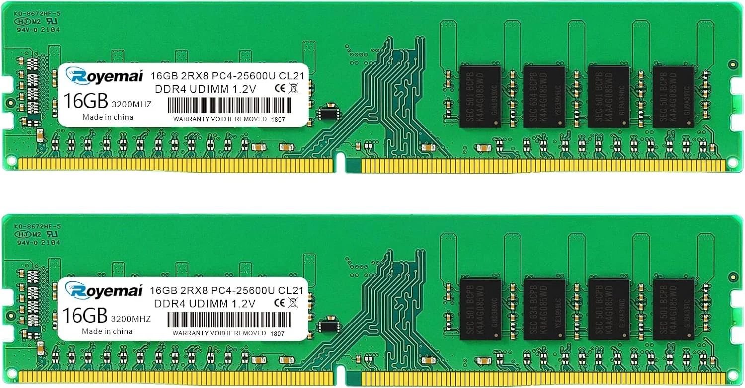 کیت 32 گیگابایتی PC4-25600 DDR4 3200 32 گیگابایت (2x16 گیگابایت) رم PC4 25600U 3200MHZ 2Rx8 288-پین 1.2 ولت 32G ارتقاء حافظه برای دسکتاپ