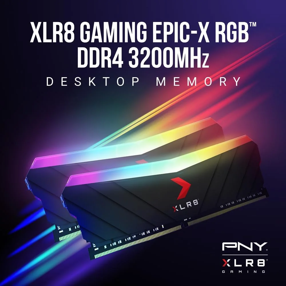 PNY XLR8 Gaming رم 16 گیگابایت (2x8 گیگابایت) DDR4 DRAM 3200 مگاهرتز (PC4-25600) CL16 1.35 ولت RGB دو کاناله دسکتاپ (DIMM) حافظه – MD16GK2D4320016XRGB