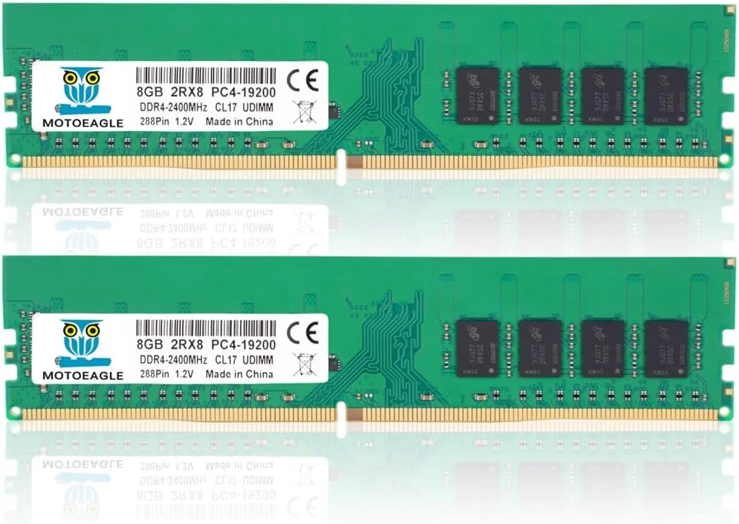 کیت حافظه رم 16 گیگابایت DDR4 دو عدد 8 گیگابایتی 2400 مگاهرتز UDIMM 2RX8 PC4-19200 DDR4-2400T CL17 DIMM Non-ECC