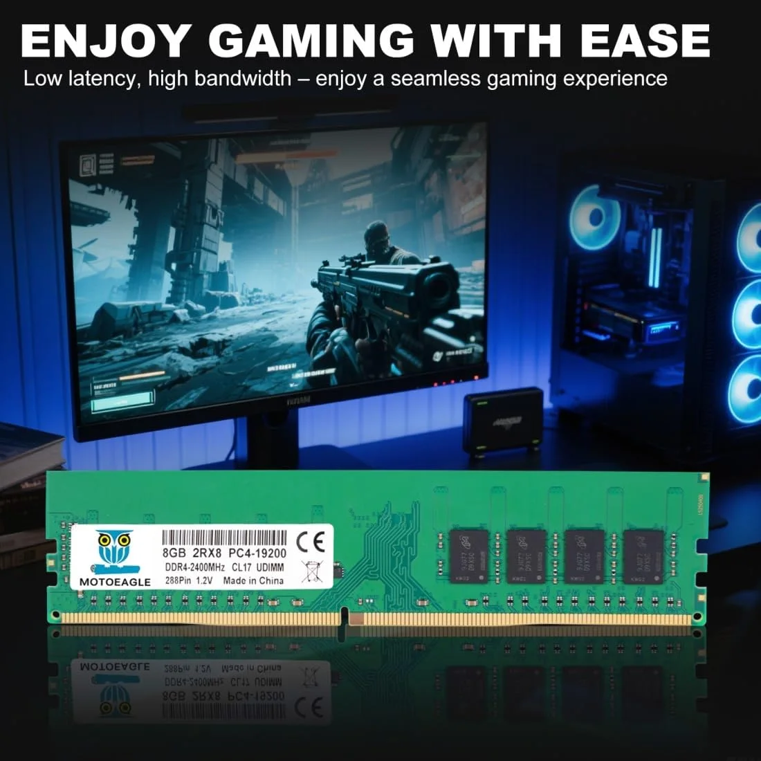 کیت حافظه رم 16 گیگابایت DDR4 دو عدد 8 گیگابایتی 2400 مگاهرتز UDIMM 2RX8 PC4-19200 DDR4-2400T CL17 DIMM Non-ECC