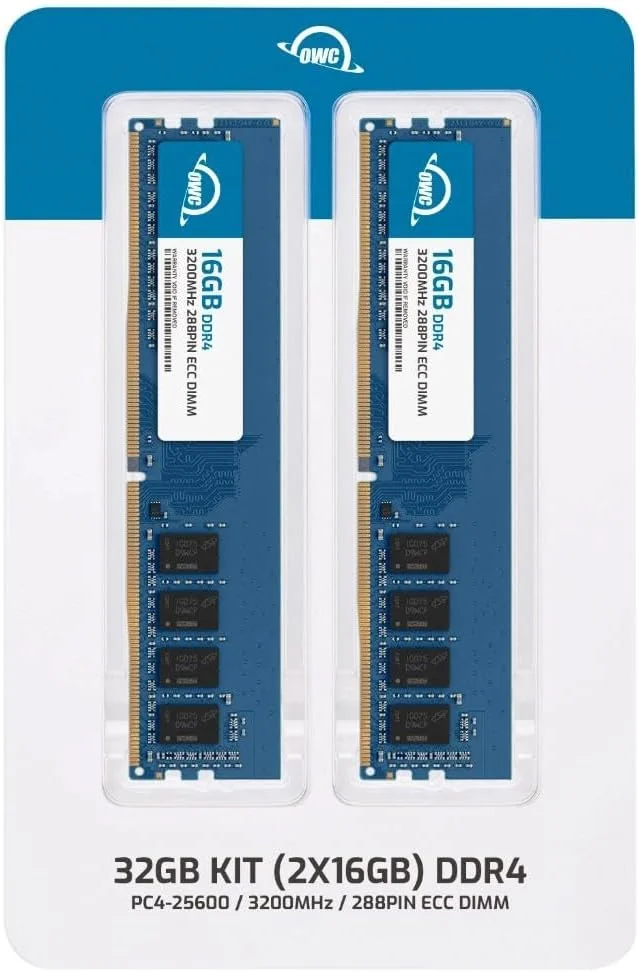 حافظه رم ورک استیشن سرور OWC 32GB (2x16GB) DDR4 3200MHz PC4-25600 CL22 1RX8 ECC Unbuffered UDIMM 1.2V 288-pin