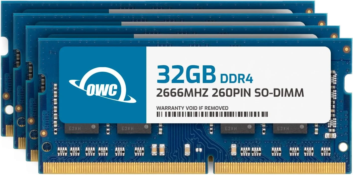 ارتقاء رم OWC با ظرفیت 128 گیگابایت (4 عدد 32 گیگابایتی) PC21300 DDR4 2666MHz 260pin SO-DIMM سازگار با iMac 27 اینچی با صفحه نمایش رتینا 5K (اوایل 2019 و بالاتر) و کامپیوترهای سازگار (OWC2666DR4S128S)