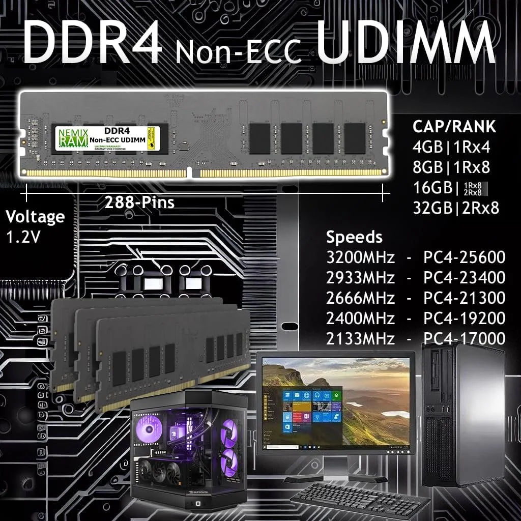 کیت حافظه رم 16 گیگابایت (2X8GB) DDR4 2933MHZ PC4-23400 1Rx8 1.2V CL21 288-PIN Non-ECC Unbuffered UDIMM PC سازگار با مادربرد SUPERMICRO Desktop Gaming SuperWorkstation مدل MBD-C9Z490-PG