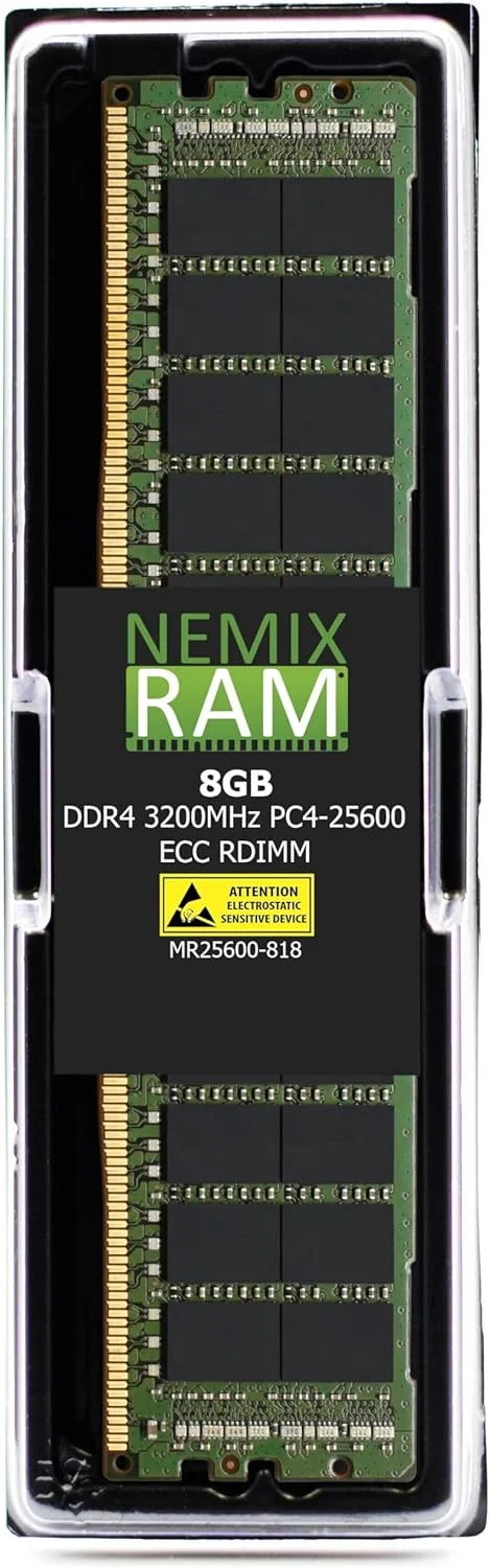 رم NEMIX با ظرفیت 8 گیگابایت (1X8GB) DDR4 3200MHZ PC4-25600 1Rx8 1.2V CL22 288-PIN ECC RDIMM سازگار با حافظه سرور ثبت شده Supermicro MEM-DR480L-HL01-ER32