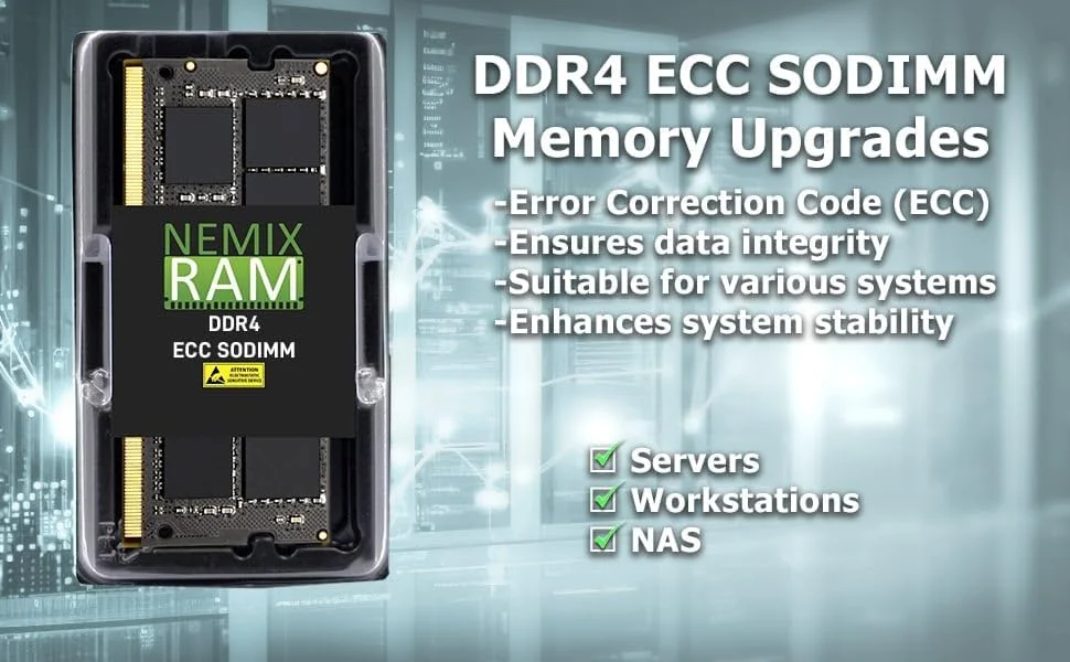 کیت رم 16 گیگابایتی (2X8GB) DDR4 2666MHZ PC4-21300 1Rx8 1.2V CL19 260-PIN ECC SODIMM سازگار با Synology Diskstation DS923+ NAS