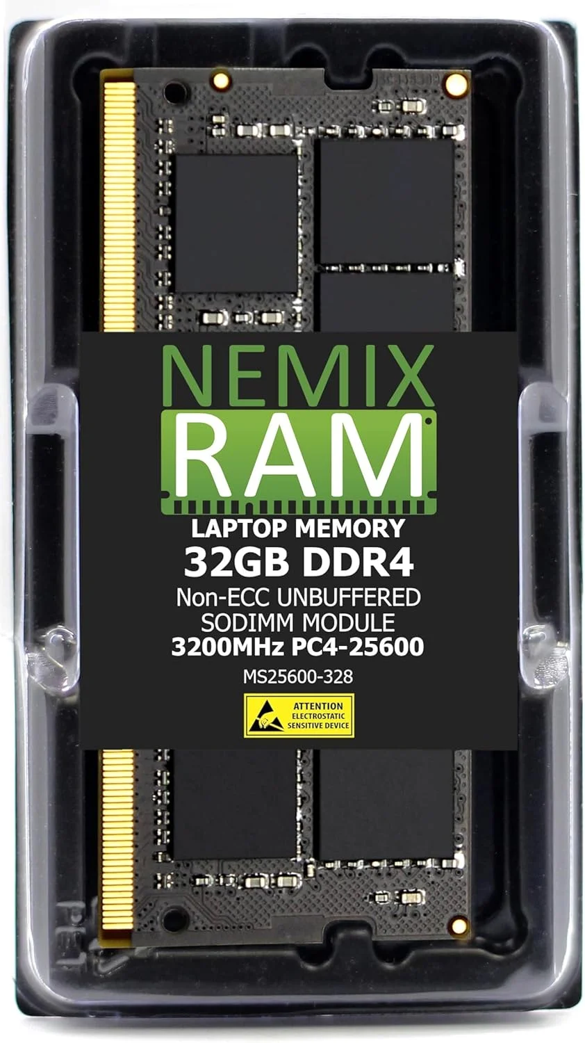 رم نِمیکس 32 گیگابایت (1X32GB) DDR4 3200MHZ PC4-25600 2Rx8 1.2V CL22 260-PIN Non-ECC SODIMM Unbuffered مناسب برای لپ تاپ و کامپیوتر، سازگار با Dell SNPP6FH5C/32G AB120716