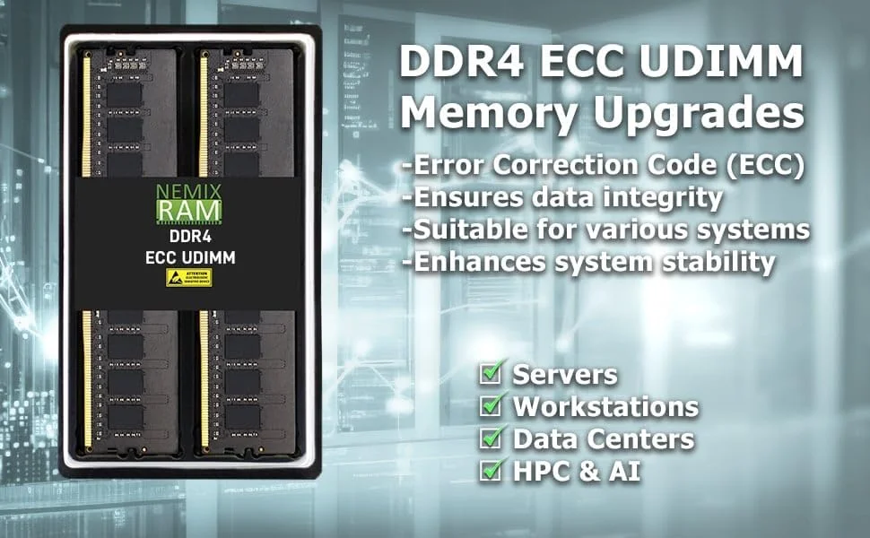 رم NEMIX با ظرفیت 16 گیگابایت (1X16GB) DDR4 3200MHZ PC4-25600 2Rx8 1.2V CL22 288-PIN ECC Unbuffered UDIMM سازگار با سرور Dell PowerEdge R350