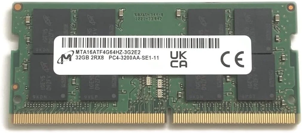رم لپ تاپ 32 گیگابایت DDR4 3200 Micron SODIMM مدل MTA16ATF4G64HZ-3G2 مناسب برای Dell، HP، Lenovo و سایر سیستم ها