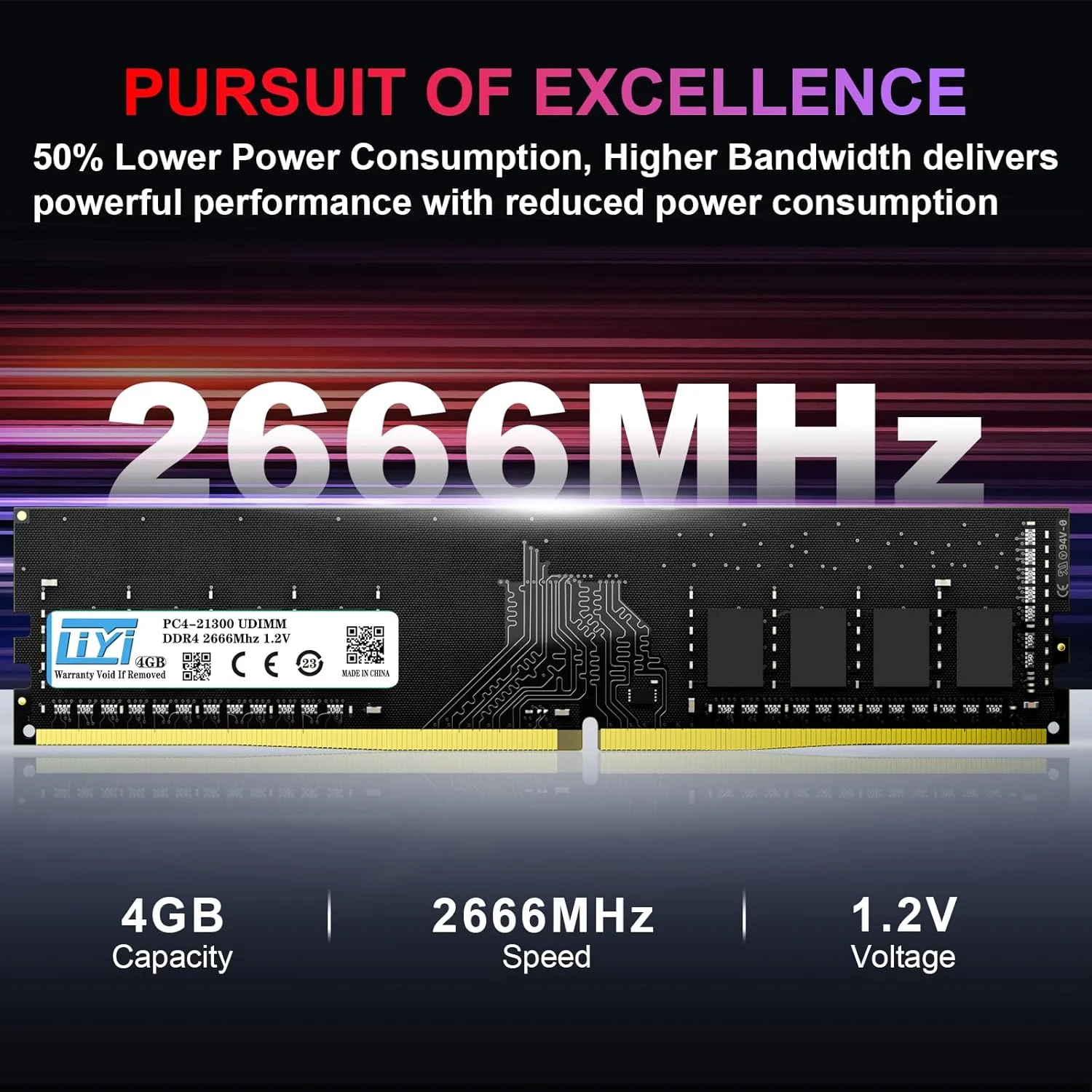 رم دسکتاپ DDR4 با ظرفیت 4 گیگابایت و فرکانس 2666 مگاهرتز مدل PC4-21300 تک کاناله 1.2 ولت