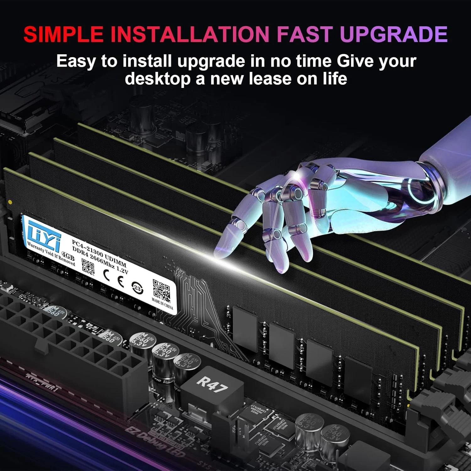 رم دسکتاپ DDR4 با ظرفیت 4 گیگابایت و فرکانس 2666 مگاهرتز مدل PC4-21300 تک کاناله 1.2 ولت