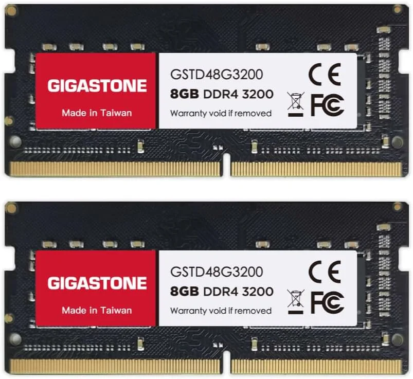 رم لپ تاپ GIGASTONE کیت 16 گیگابایتی (2x8GB) DDR4 3200MHz (2933MHz یا 2666MHz) PC4-25600 (PC4-23400/21300) CL22 1.2V SODIMM 260 پین بدون بافر Non ECC ارتقاء حافظه نوت بوک با کارایی بالا