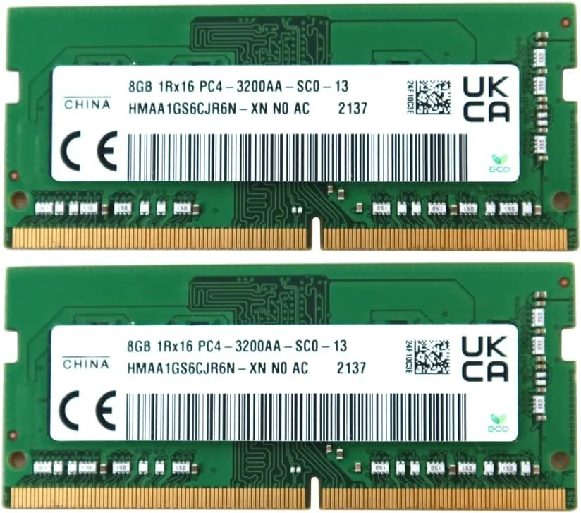 کیت ماژول حافظه لپ تاپ HMAA1GS6CJR6N-XN قطعه جایگزین سازگار برای SK Hynix HMAA1GS6CJR6N 16GB (2x8GB) 1Rx16 DDR4 SO-DIMM PC4-25600 3200MHz 260-Pin Non-ECC CL22 1.2V