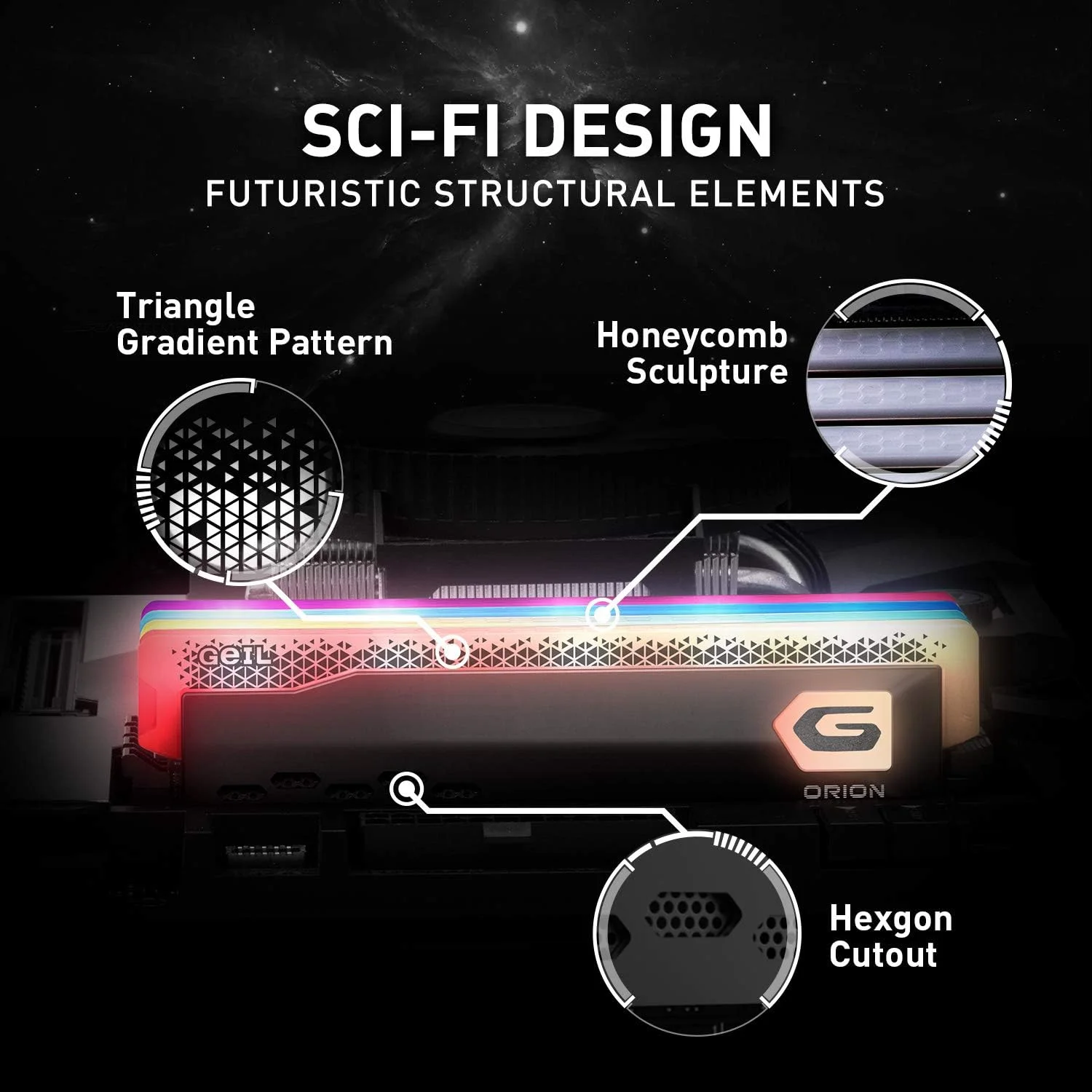 رم دسکتاپ پرسرعت GeIL Orion RGB DDR4، ۳۲ گیگابایت (۲x۱۶ گیگابایت) ۳۶۰۰ مگاهرتز ۱.۳۵ ولت XMP2.0، سازگار با Intel/AMD، حافظه DIMM بلند، مناسب برای بازی‌های سنگین/تولید محتوای چندرسانه‌ای/پخش زنده با کیفیت