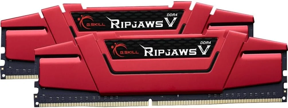 رم کامپیوتر جی.اسکیل مدل F4-2400C15D-32GVR حافظه D4 2400 با ظرفیت 32 گیگابایت، CL15، دو کاناله 2X 16GB، ولتاژ 1.2 ولت، سری RipjawsV رنگ قرمز