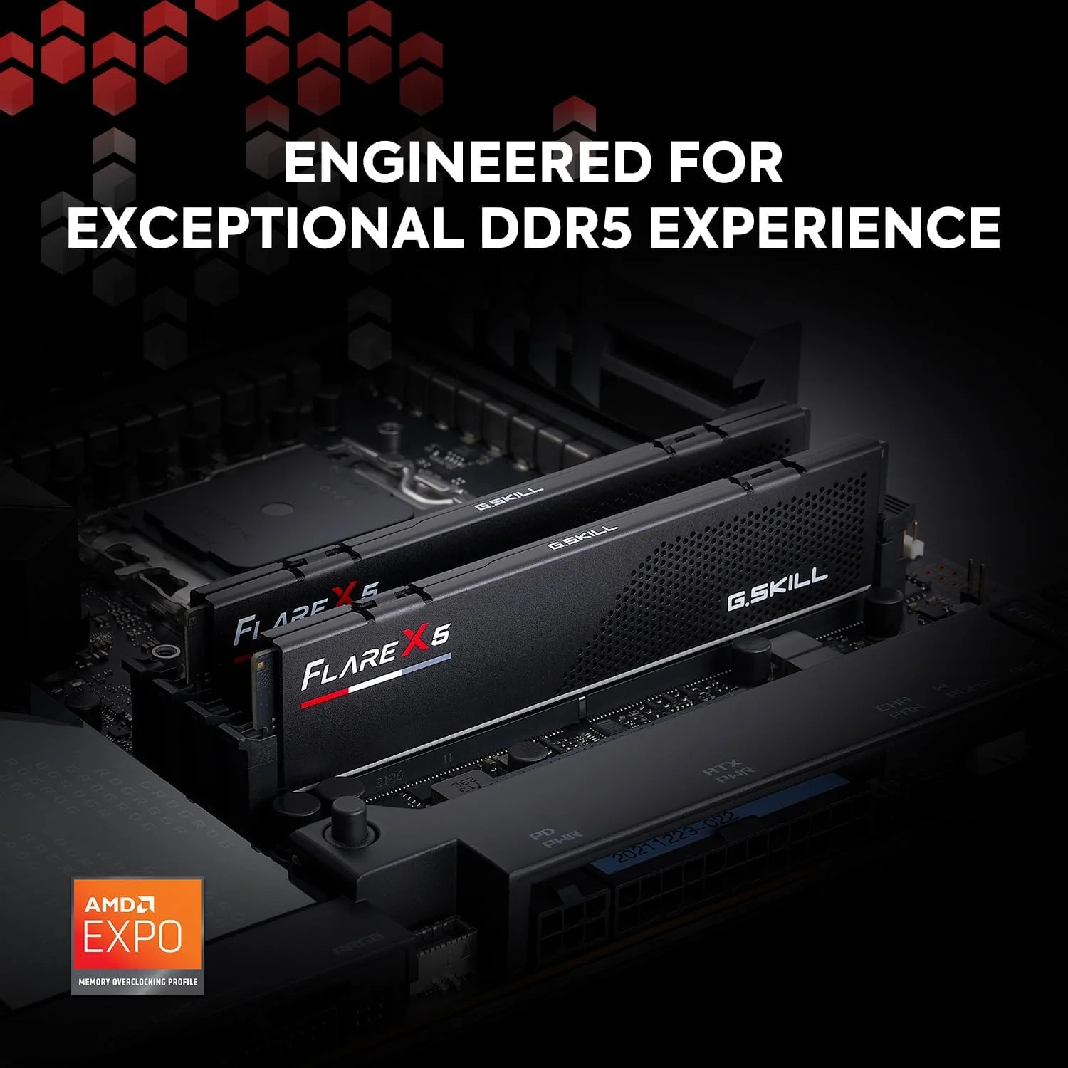 رم دسکتاپ G.SKILL Flare X5 Series DDR5 (AMD Expo) 32 گیگابایت (2x16 گیگابایت) 6000MT/s CL30-38-38-96 1.35V U-DIMM - مشکی مات (F5-6000J3038F16GX2-FX5)