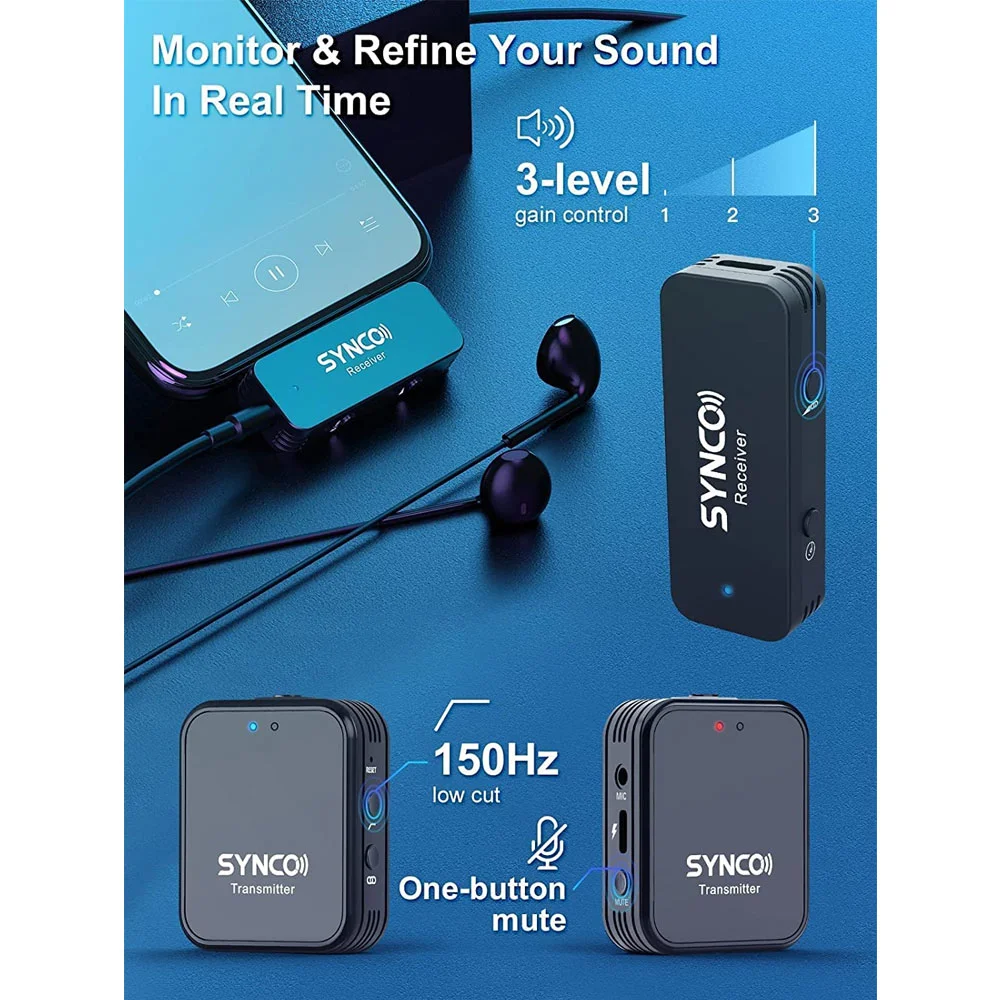 میکروفون یقه‌ای بی‌سیم سینکو SYNCO G1T - تصویر 2