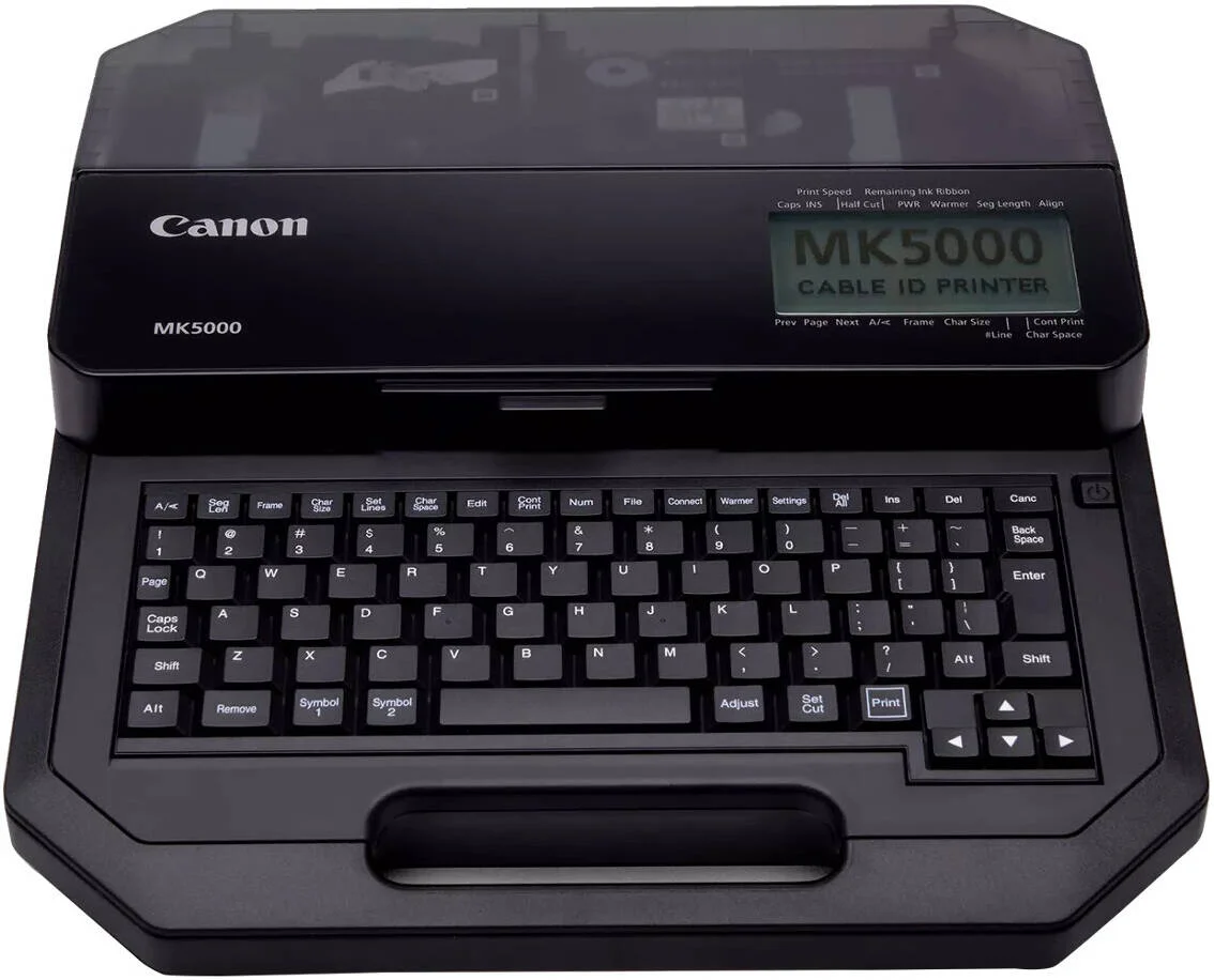 چاپگر شناسایی کابل Canon MK5000، رزولوشن 300 dpi، تکنولوژی انتقال حرارتی، USB-A 2.0 | بلوتوث، نمایشگر LCD تک رنگ با نور پس زمینه، مشکی | MK5000 چاپگر شناسایی کابل Canon MK5000، رزولوشن 300 dpi، تکنولوژی انتقال حرارتی، USB-A 2.0 | بلوتوث، نمایشگر LCD تک رنگ با نور پس زمینه، مشکی | MK5000