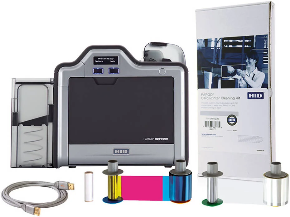 چاپگر کارت شناسایی دو طرفه با وضوح بالا Fargo HDP5000 به همراه بسته نرم افزاری و مواد مصرفی، ریبون YMCK (500 تصویر)، فیلم HDP (1500 تصویر) | 89640 چاپگر کارت شناسایی دو طرفه با وضوح بالا Fargo HDP5000 به همراه بسته نرم افزاری و مواد مصرفی، ریبون YMCK (500 تصویر)، فیلم HDP (1500 تصویر) | 89640