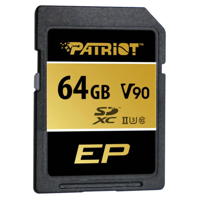 کارت حافظه SDXC پاتریوت V90 با استاندارد UHS-II U3 Class 10، ظرفیت 64 گیگابایت