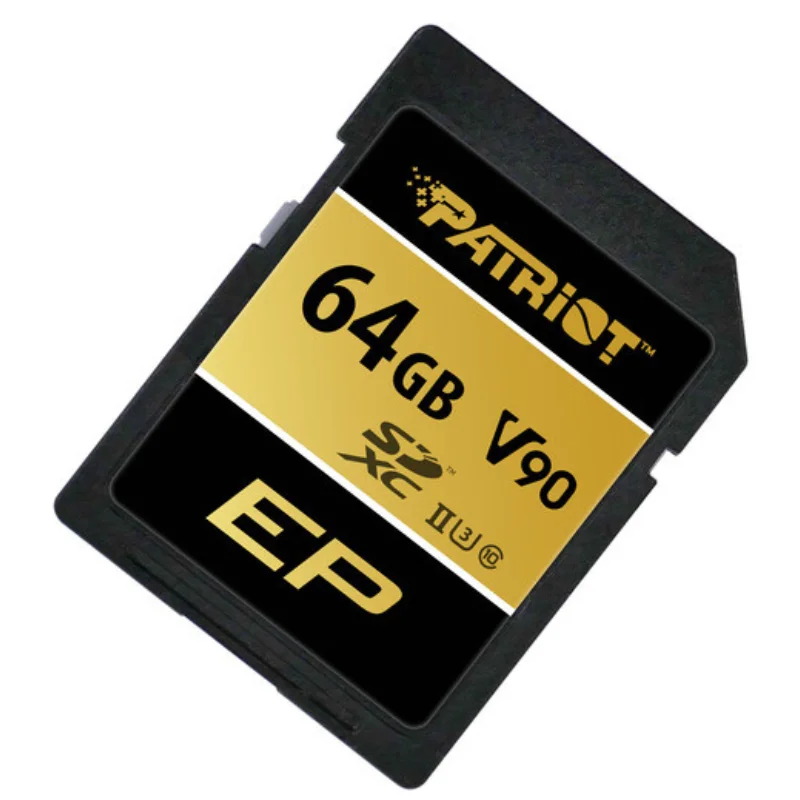 کارت حافظه SDXC پاتریوت V90 با استاندارد UHS-II U3 Class 10، ظرفیت 64 گیگابایت