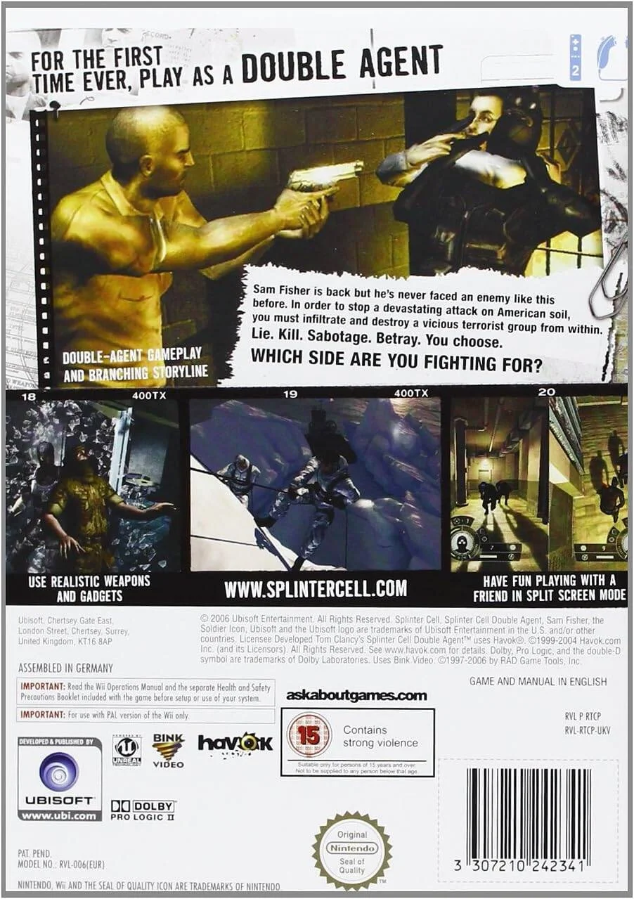 یوبی سافت WII تام کلنسی اسپلینتر سل دابل ایجنت PAL