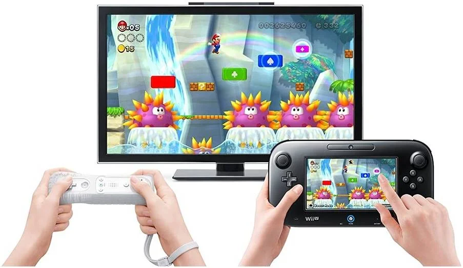 کنسول نینتندو Wii U مدل PAL Mario & Luigi Premium Pack، ۳۲ گیگابایت، صفحه نمایش لمسی ۶.۲ اینچی ۱۶:۹ LCD، سیستم کنترل حرکتی، دوربین جلو، میکروفون، بلندگوهای استریو، قابلیت لرزش، مشکی | WUP-S-KAFM(EUA)