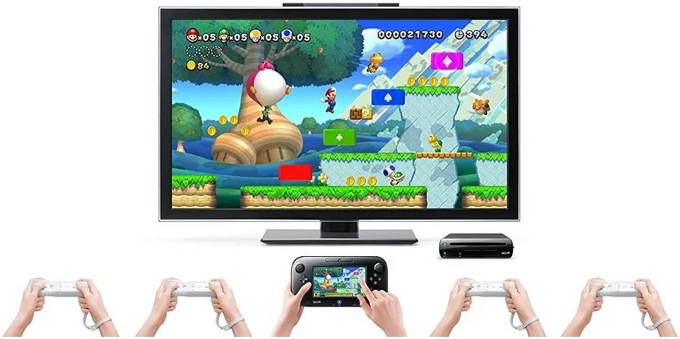 کنسول نینتندو Wii U مدل PAL Mario & Luigi Premium Pack، ۳۲ گیگابایت، صفحه نمایش لمسی ۶.۲ اینچی ۱۶:۹ LCD، سیستم کنترل حرکتی، دوربین جلو، میکروفون، بلندگوهای استریو، قابلیت لرزش، مشکی | WUP-S-KAFM(EUA)